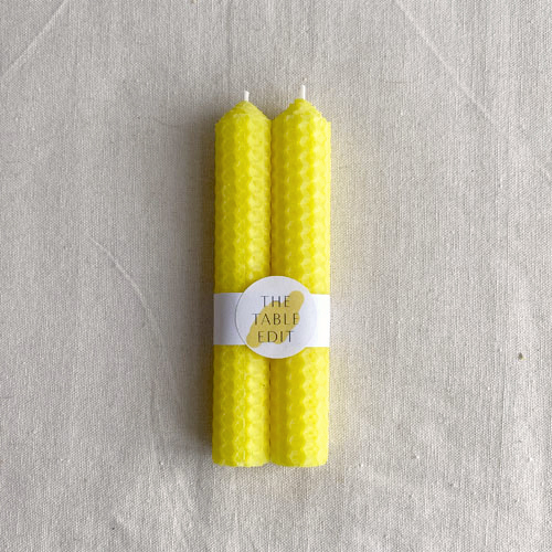 PAIR OF ROLLED BEESWAX CANDLES : ACID