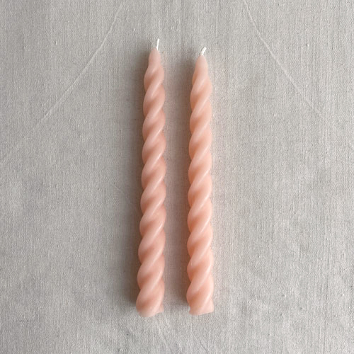PAIR OF BEESWAX TWIST CANDLES : PETAL