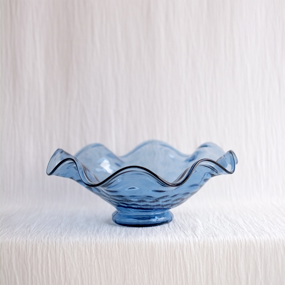 WAVY BLUE GLASS BOWL