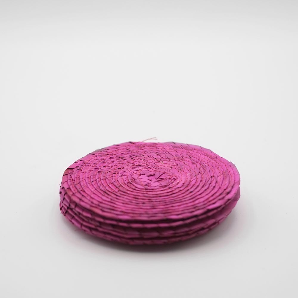 SET OF SIX MEXICAN HANDWOVEN PINK COASTERS